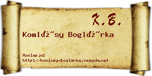 Komlósy Boglárka névjegykártya